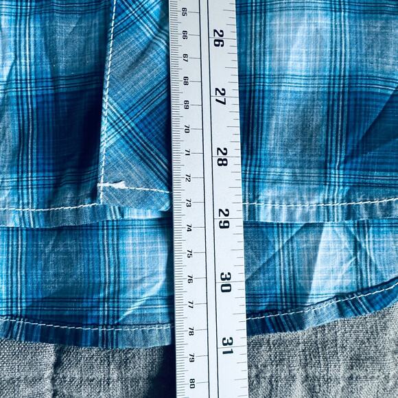 wrangler retro men’s modern fit western shirt blue long sleeve snap cotton large - Picture 9 of 11